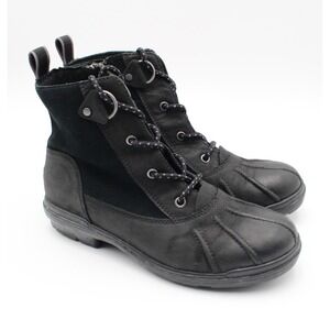 UGG Hapsburg Duck Boot Womens Size 9 Black Nubuck Suede Ankle Boots Shoes